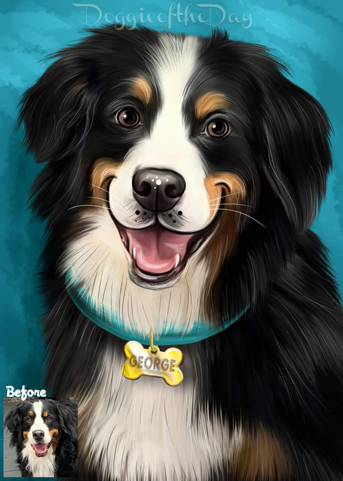 Digital Painting PERSONALIZED Caricature PET PORTRAIT! Custom Pet Dog or Cat Art