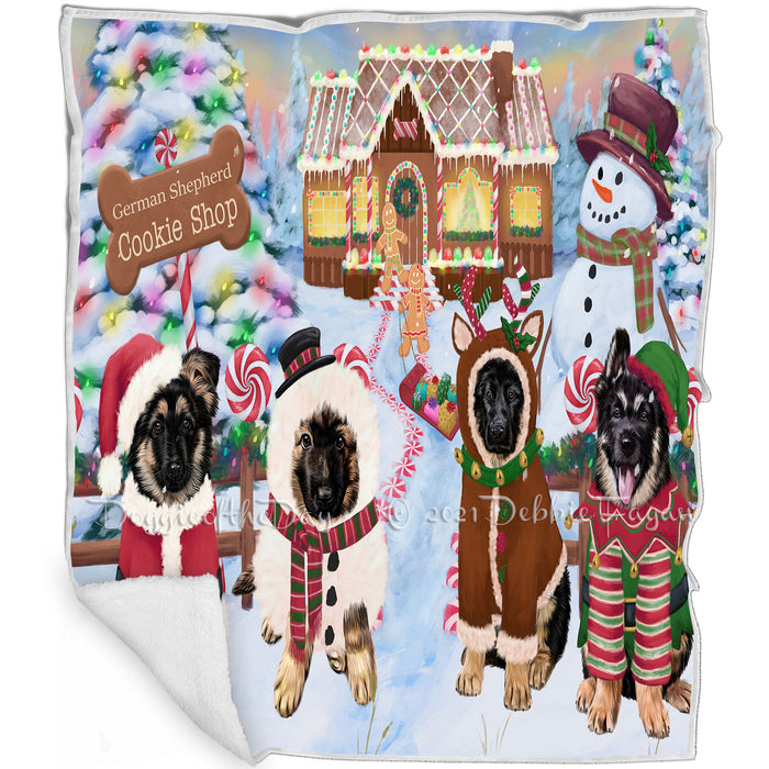 Holiday Gingerbread Cookie Shop German Shepherds Dog Blanket BLNKT127020