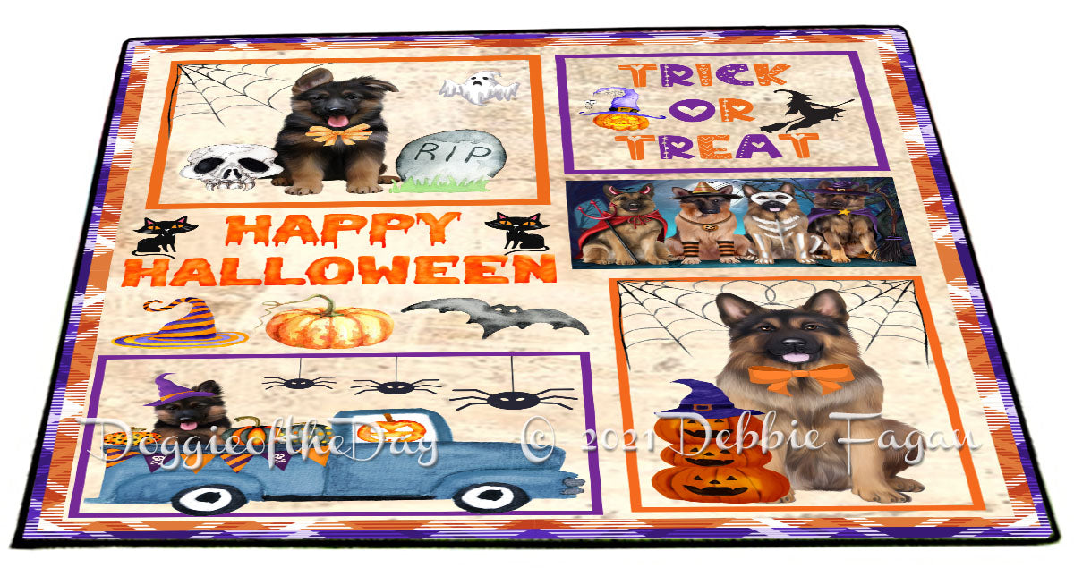 Happy Halloween Trick or Treat German Shepherd Dogs Indoor/Outdoor Welcome Floormat - Premium Quality Washable Anti-Slip Doormat Rug FLMS58096