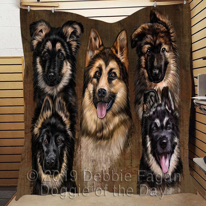 Rustic German Shepherd Dogs Quilt