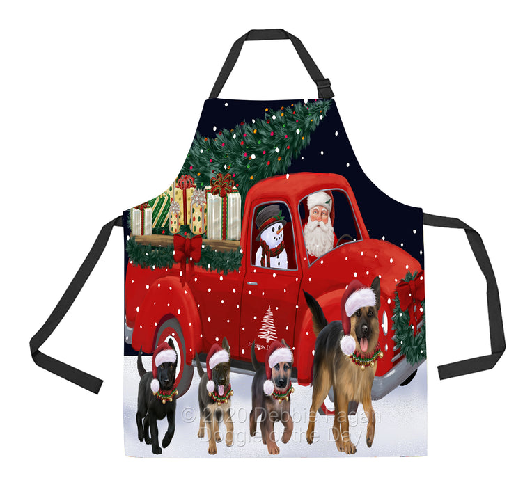 Christmas Express Delivery Red Truck Running German Shepherd Dogs Apron Apron-48127
