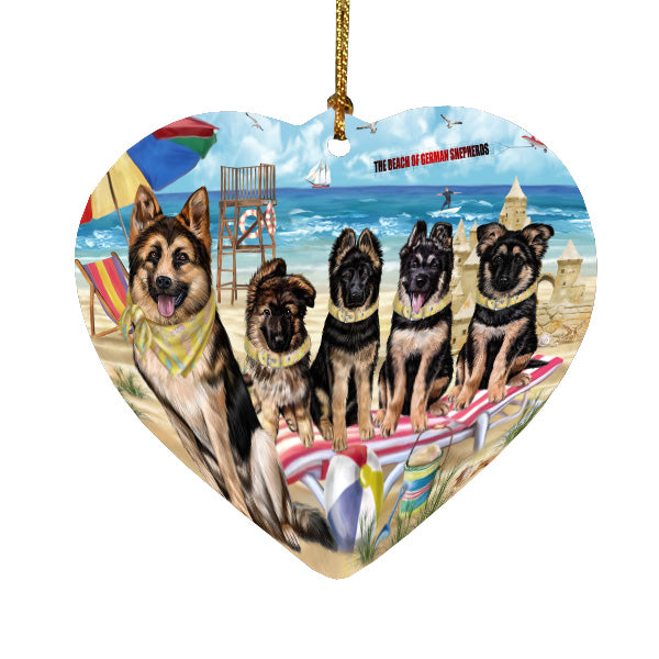 Pet Friendly Beach German Shepherd Dogs Heart Christmas Ornament HPORA58859