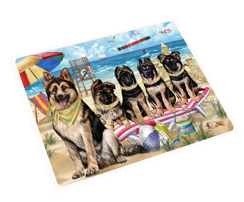 Pet Friendly Beach German Shepherd Dogs Cutting Board - For Kitchen - Scratch & Stain Resistant - Designed To Stay In Place - Easy To Clean By Hand - Perfect for Chopping Meats, Vegetables
