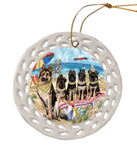 Pet Friendly Beach German Shepherd Dogs  Doily Ornament DPOR58510