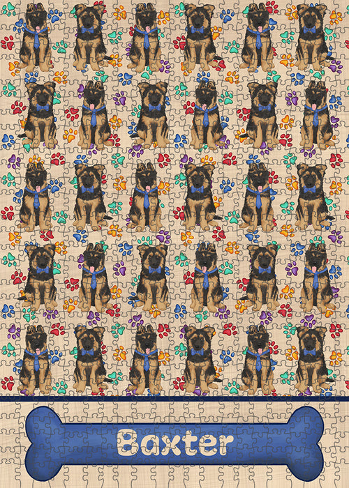 Rainbow Paw Print German Shepherd Dogs Puzzle with Photo Tin PUZL97744
