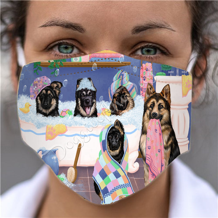 Rub A Dub Dogs In A Tub  German Shepherd Dogs Face Mask FM49506