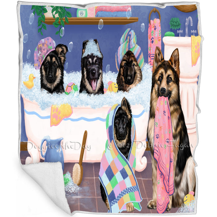 Rub A Dub Dogs In A Tub German Shepherds Dog Blanket BLNKT130521