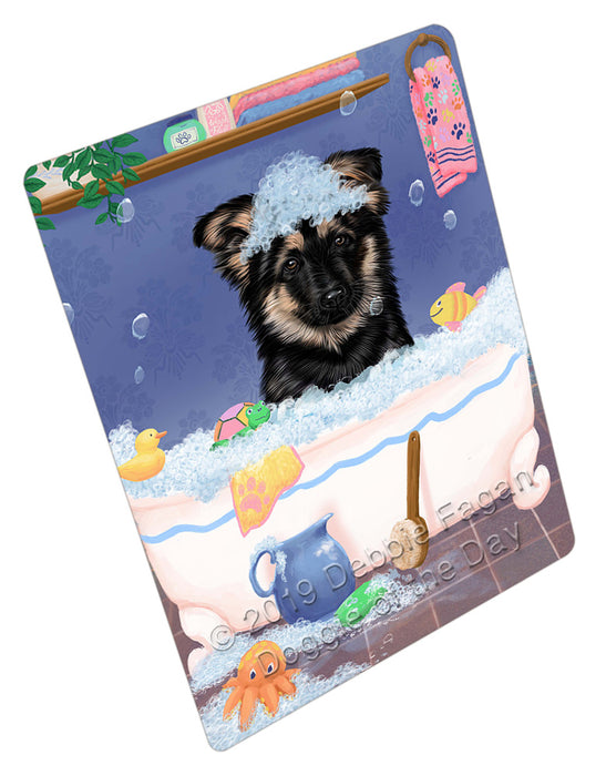 Rub A Dub Dog In A Tub German Shepherd Dog Cutting Board - For Kitchen - Scratch & Stain Resistant - Designed To Stay In Place - Easy To Clean By Hand - Perfect for Chopping Meats, Vegetables
