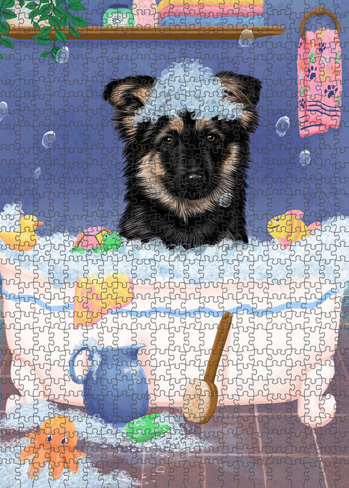 Rub A Dub Dog In A Tub German Shepherd Dog Portrait Jigsaw Puzzle for Adults Animal Interlocking Puzzle Game Unique Gift for Dog Lover's with Metal Tin Box PZL281