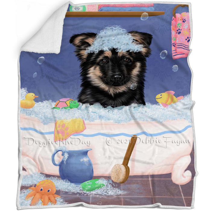 Rub A Dub Dog In A Tub German Shepherd Dog Blanket BLNKT143075