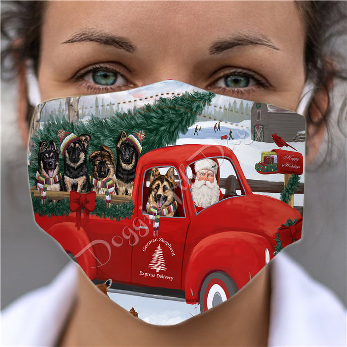 Christmas Santa Express Delivery Red Truck German Shepherd Dogs Face Mask FM48441