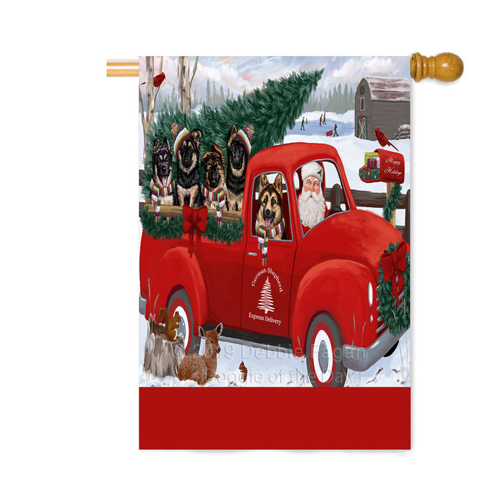 Personalized Christmas Santa Red Truck Express Delivery German Shepherd Dogs Custom House Flag FLG-DOTD-A57708