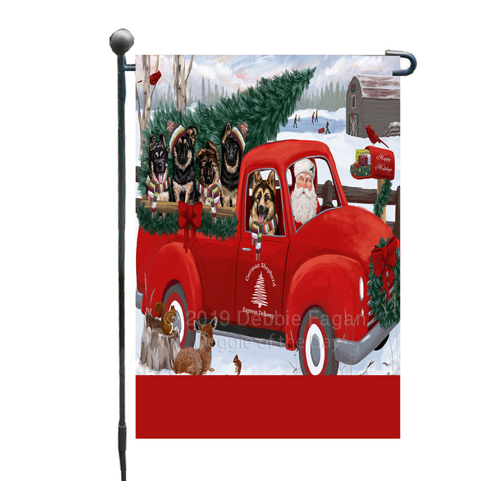 Personalized Christmas Santa Red Truck Express Delivery German Shepherd Dogs Custom Garden Flags GFLG-DOTD-A57652