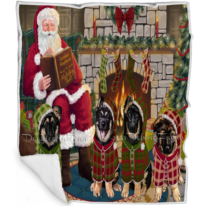 Christmas Cozy Holiday Tails German Shepherds Dog Blanket BLNKT115545