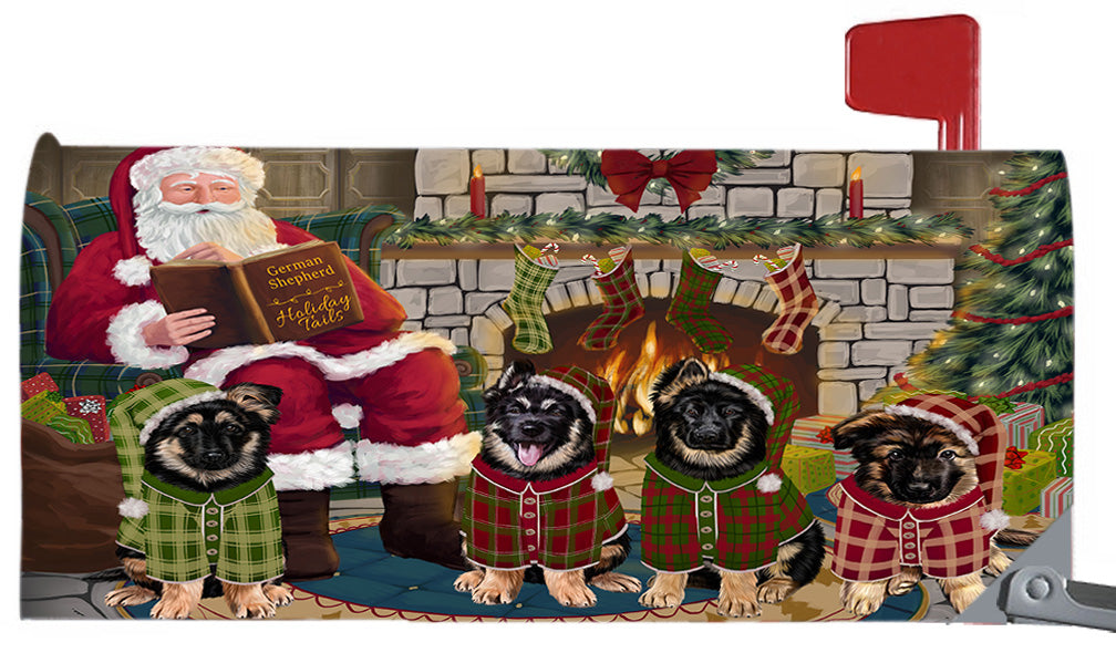 Christmas Cozy Holiday Fire Tails German Shepherd Dogs 6.5 x 19 Inches Magnetic Mailbox Cover Post Box Cover Wraps Garden Yard Décor MBC48903