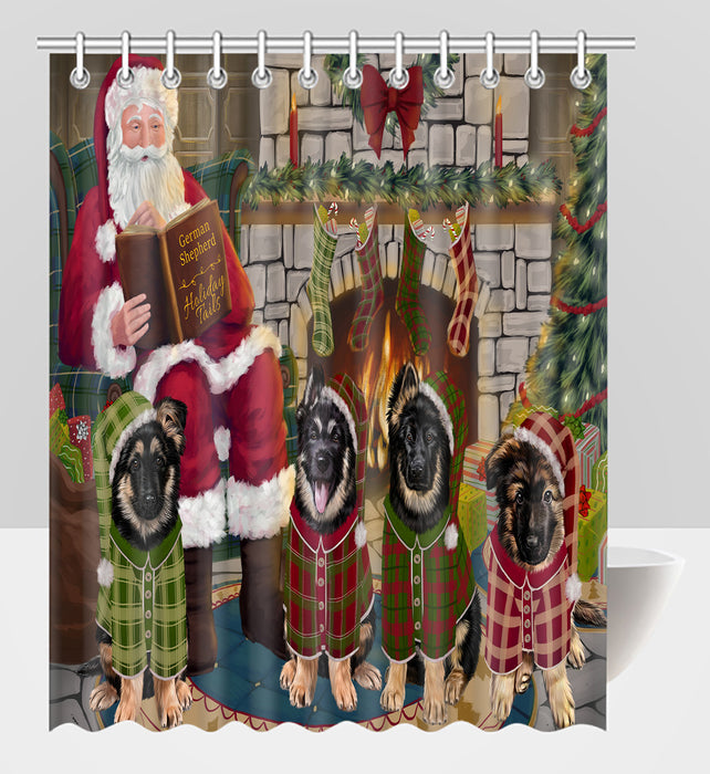 Christmas Cozy Holiday Fire Tails German Shepherd Dogs Shower Curtain