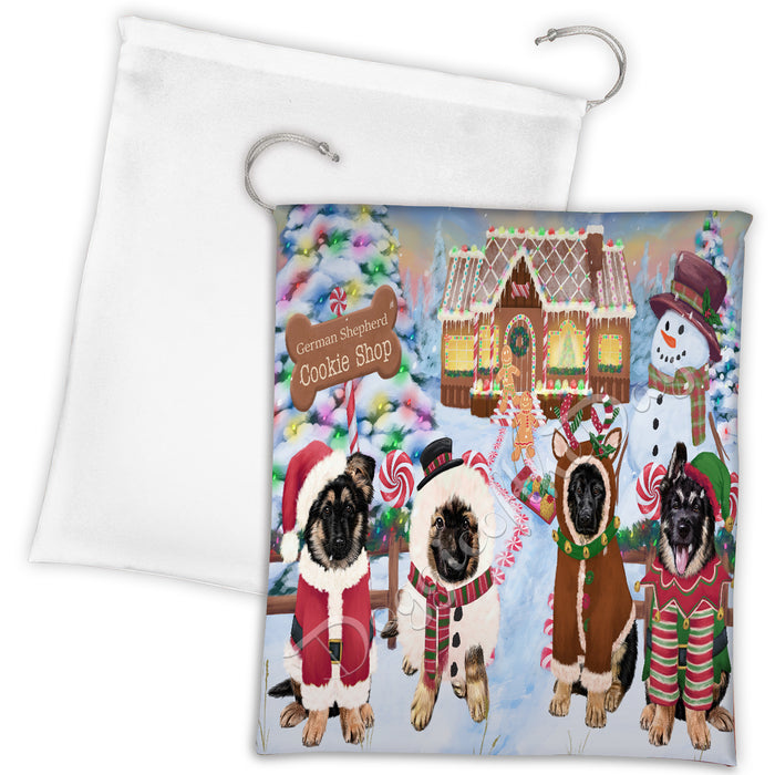 Holiday Gingerbread Cookie German Shepherd Dogs Shop Drawstring Laundry or Gift Bag LGB48599