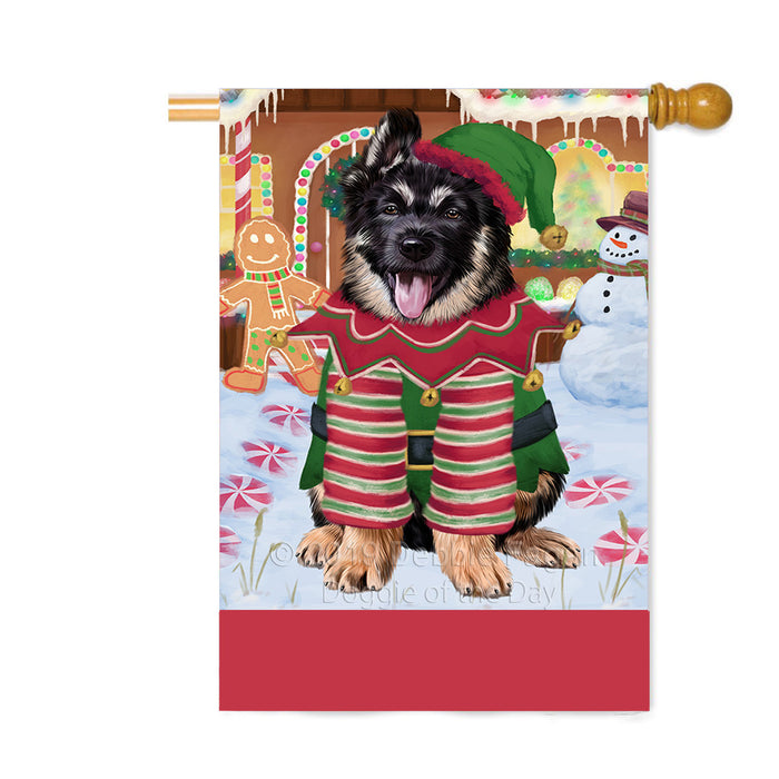 Personalized Gingerbread Candyfest German Shepherd Dog Custom House Flag FLG63825