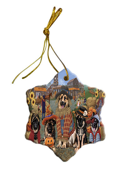 Halloween 'Round Town German Shepherd Dogs Star Porcelain Ornament SPOR57496