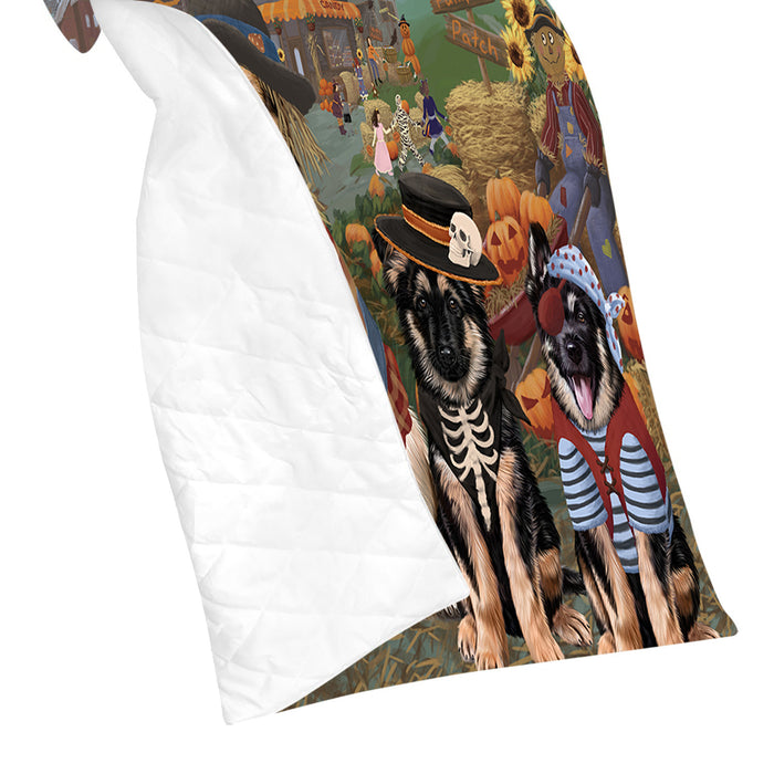Halloween 'Round Town and Fall Pumpkin Scarecrow Both German Shepherd Dogs Quilt