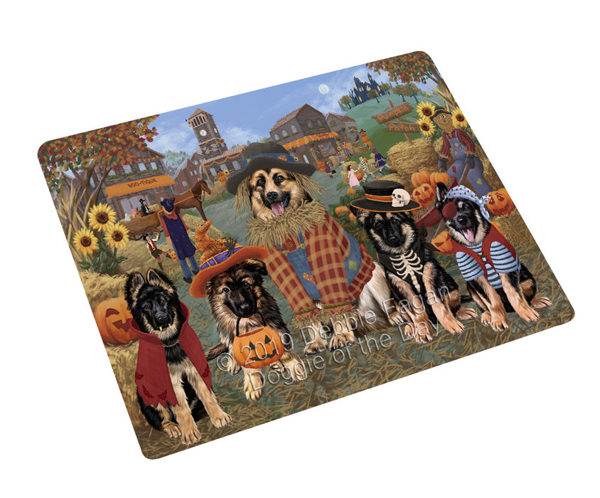 Halloween 'Round Town And Fall Pumpkin Scarecrow Both German Shepherd Dogs Magnet MAG77119 (Small 5.5" x 4.25")
