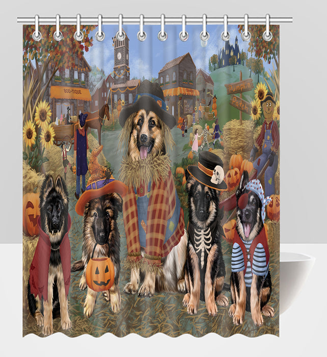 Halloween 'Round Town German Shepherd Dogs Shower Curtain