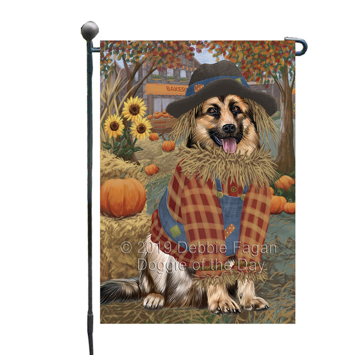Halloween 'Round Town And Fall Pumpkin Scarecrow Both German Shepherd Dogs Garden Flag GFLG65658
