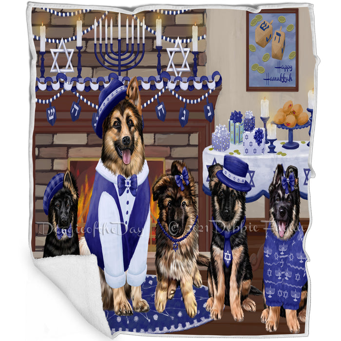 Happy Hanukkah Family and Happy Hanukkah Both German Shepherd Dogs Blanket BLNKT140537