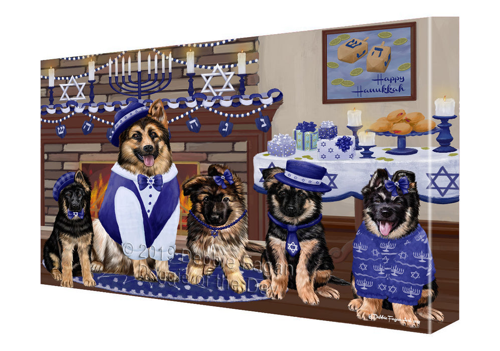 Happy Hanukkah Family and Happy Hanukkah Both German Shepherd Dogs Canvas Print Wall Art Décor CVS141164