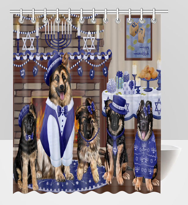 Happy Hanukkah Family German Shepherd Dogs Shower Curtain