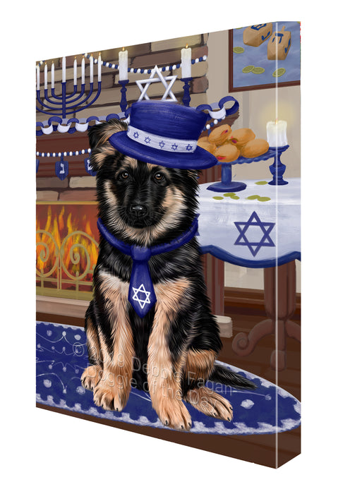 Happy Hanukkah Family and Happy Hanukkah Both German Shepherd Dog Canvas Print Wall Art Décor CVS140660