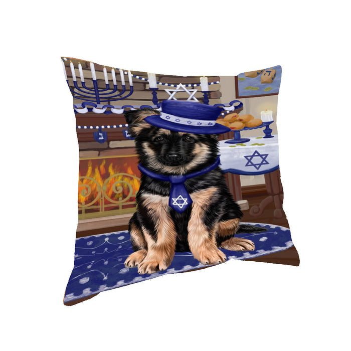Happy Hanukkah Family and Happy Hanukkah Both German Shepherd Dog Pillow PIL83100