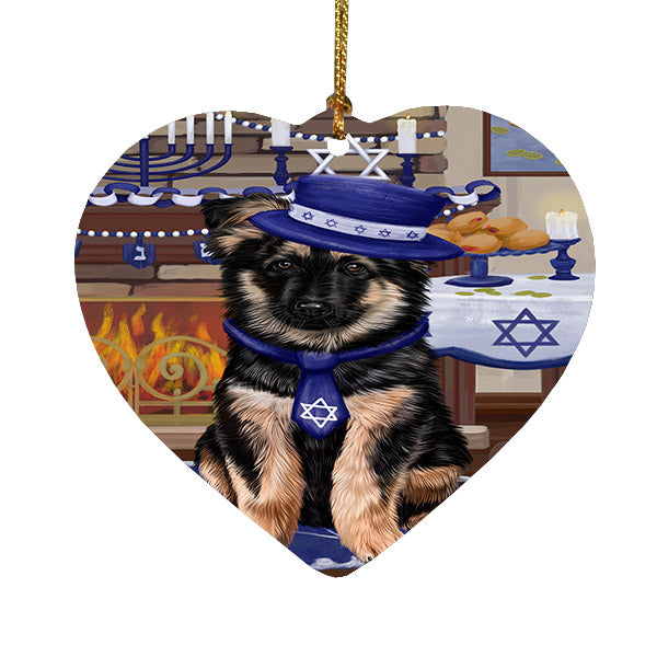 Happy Hanukkah German Shepherd Dog Heart Christmas Ornament HPOR57675