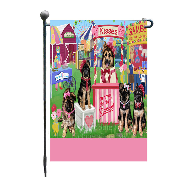 Personalized Carnival Kissing Booth German Shepherd Dogs Custom Garden Flag GFLG64283