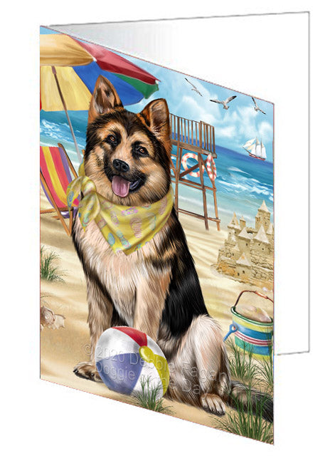 Pet Friendly Beach German Shepherd Dog Handmade Artwork Assorted Pets Greeting Cards and Note Cards with Envelopes for All Occasions and Holiday Seasons