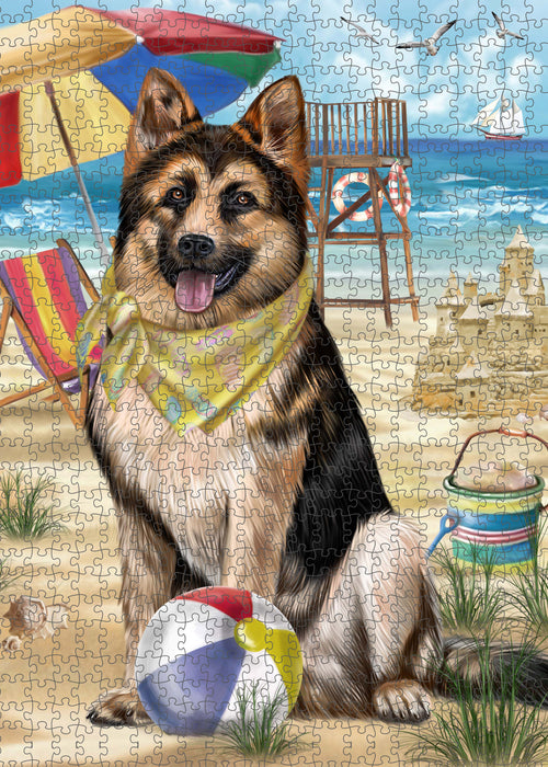 Pet Friendly Beach German Shepherd Dog Portrait Jigsaw Puzzle for Adults Animal Interlocking Puzzle Game Unique Gift for Dog Lover's with Metal Tin Box PZL447