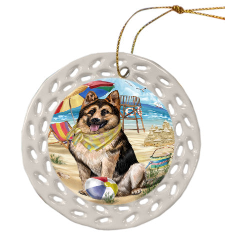 Pet Friendly Beach German Shepherd Dog Doily Ornament DPOR58558