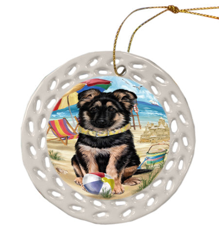 Pet Friendly Beach German Shepherd Dog Doily Ornament DPOR58559