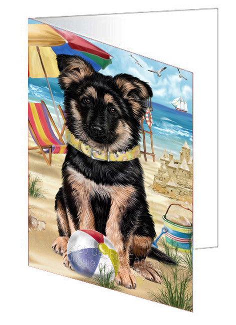 Pet Friendly Beach German Shepherd Dog Handmade Artwork Assorted Pets Greeting Cards and Note Cards with Envelopes for All Occasions and Holiday Seasons