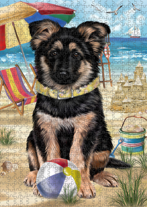 Pet Friendly Beach German Shepherd Dog Portrait Jigsaw Puzzle for Adults Animal Interlocking Puzzle Game Unique Gift for Dog Lover's with Metal Tin Box PZL448