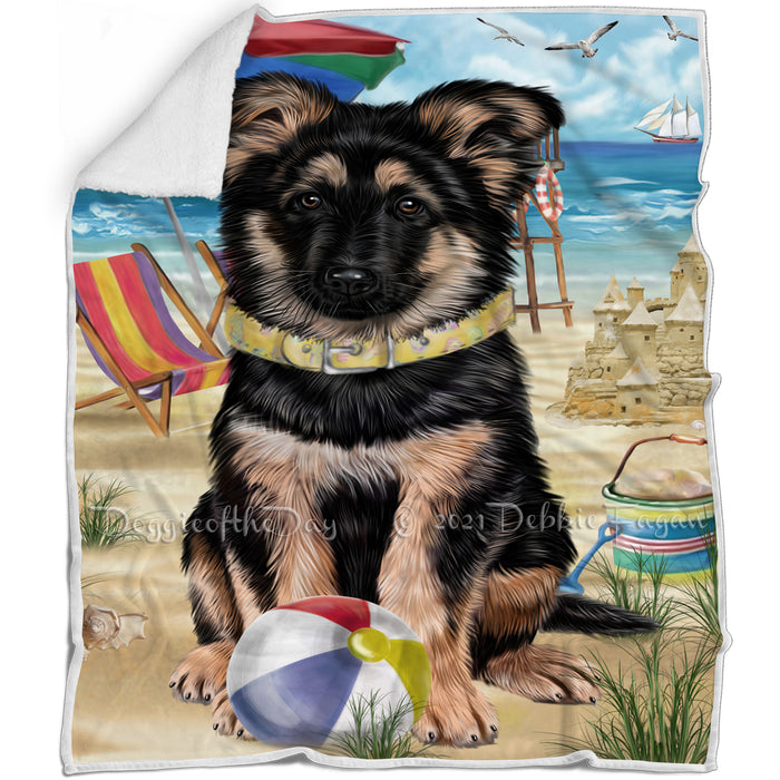 Pet Friendly Beach German Shepherd Dog Blanket BLNKT142503