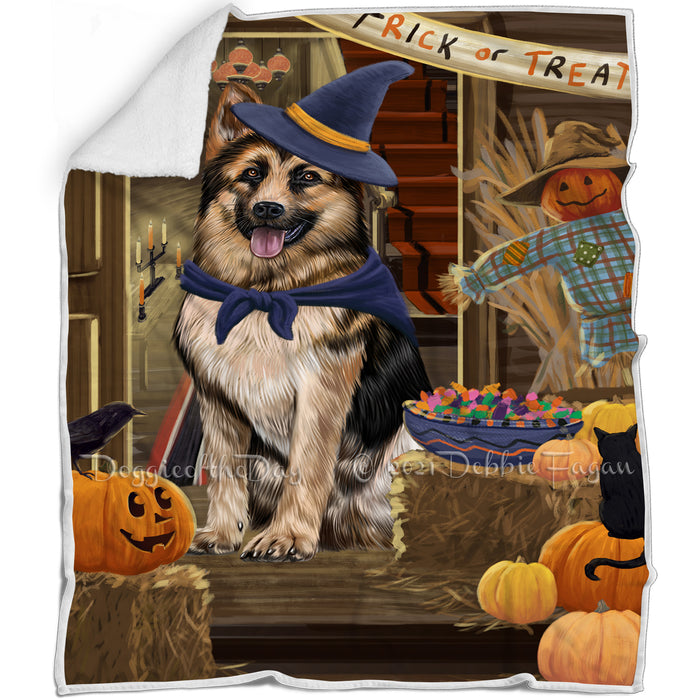 Enter at Own Risk Trick or Treat Halloween German Shepherd Dog Blanket BLNKT95457