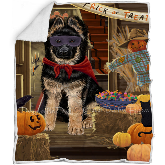 Enter at Own Risk Trick or Treat Halloween German Shepherd Dog Blanket BLNKT95466