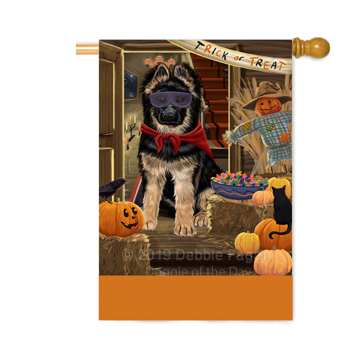 Personalized Enter at Own Risk Trick or Treat Halloween German Shepherd Dog Custom House Flag FLG-DOTD-A59641