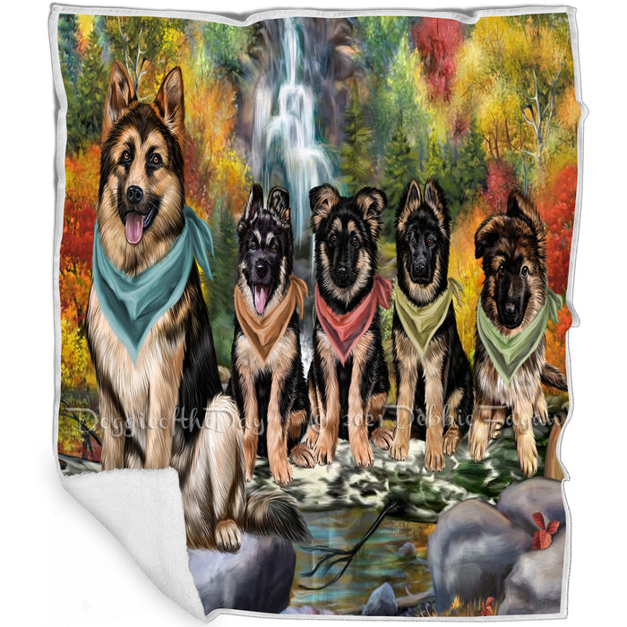 Scenic Waterfall German Shepherd Dogs Blanket BLNKT142563
