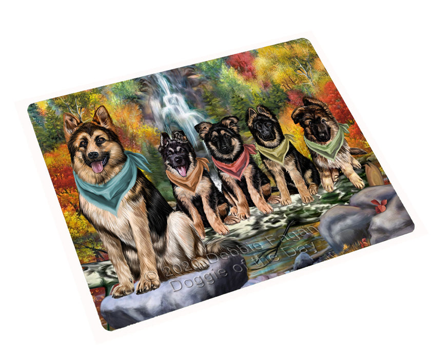 Scenic Waterfall German Shepherd Dogs Cutting Board - For Kitchen - Scratch & Stain Resistant - Designed To Stay In Place - Easy To Clean By Hand - Perfect for Chopping Meats, Vegetables