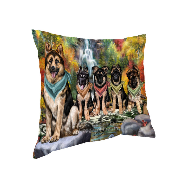 Scenic Waterfall German Shepherd Dogs Pillow with Top Quality High-Resolution Images - Ultra Soft Pet Pillows for Sleeping - Reversible & Comfort - Ideal Gift for Dog Lover - Cushion for Sofa Couch Bed - 100% Polyester