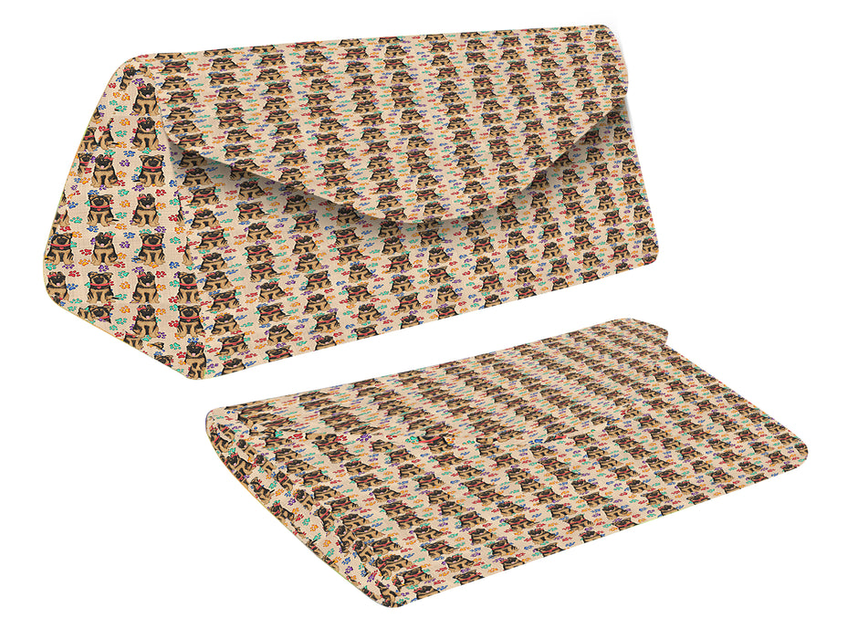 Rainbow Paw Print German Shepherd Dogs Red Foldable Glasses Case
