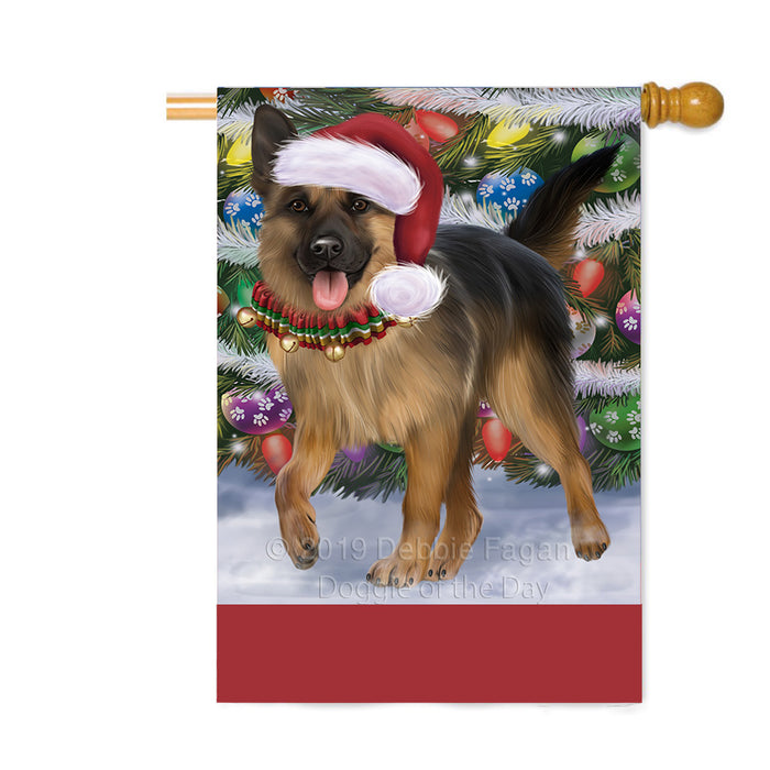 Personalized Trotting in the Snow German Shepherd Dog Custom House Flag FLG-DOTD-A60788