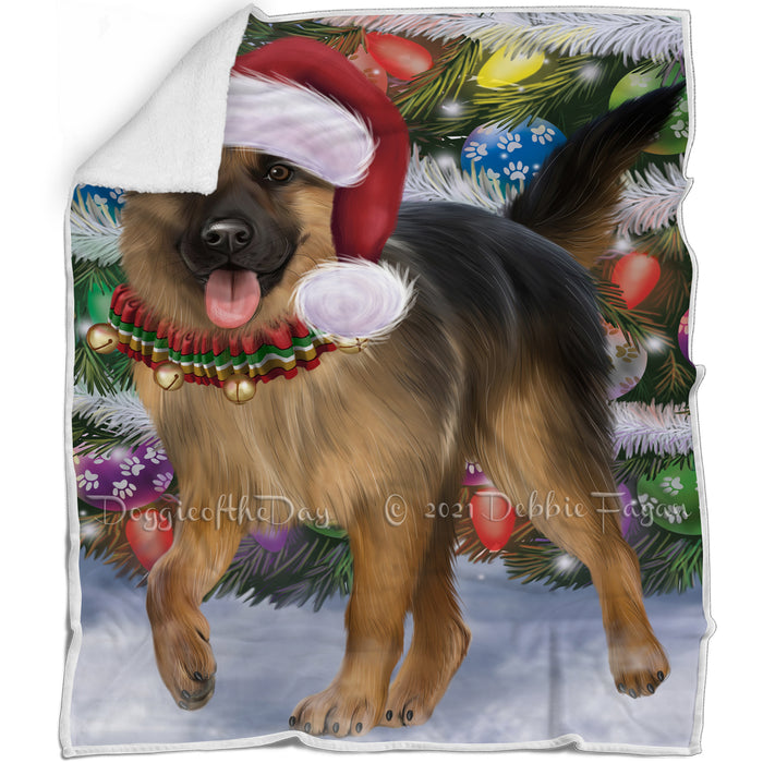 Trotting in the Snow German Shepher Dog Blanket BLNKT109686